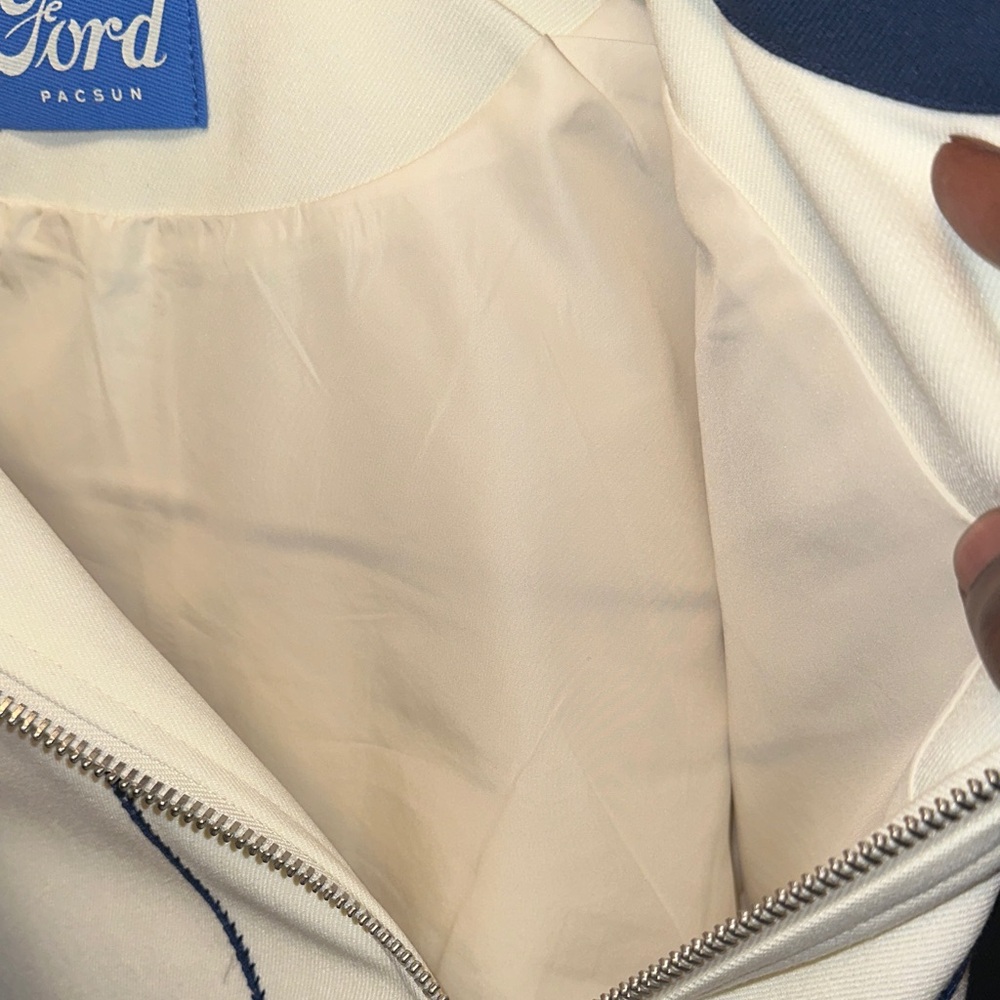 Ford Men's White and Navy Bomber Jacket - Picture 5 of 9